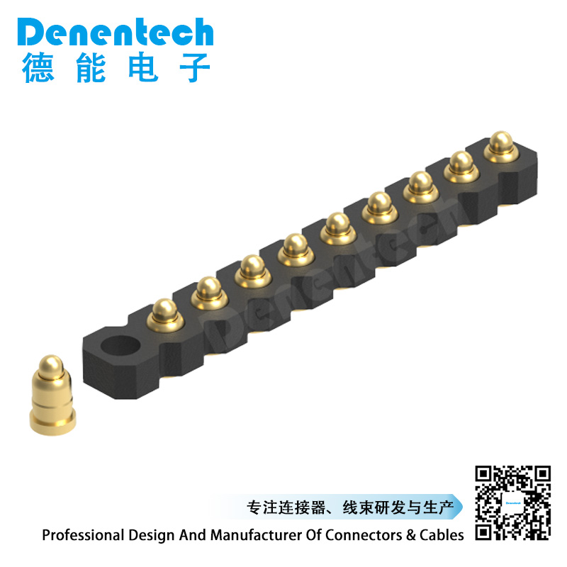 Denentech sprong pins 2.0MM  H1.27MM single row male straight SMT pogo pin connector 